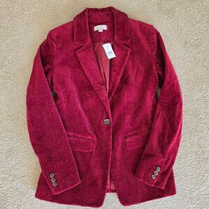 NWT Loft Corduroy Blazer Burgundy Red